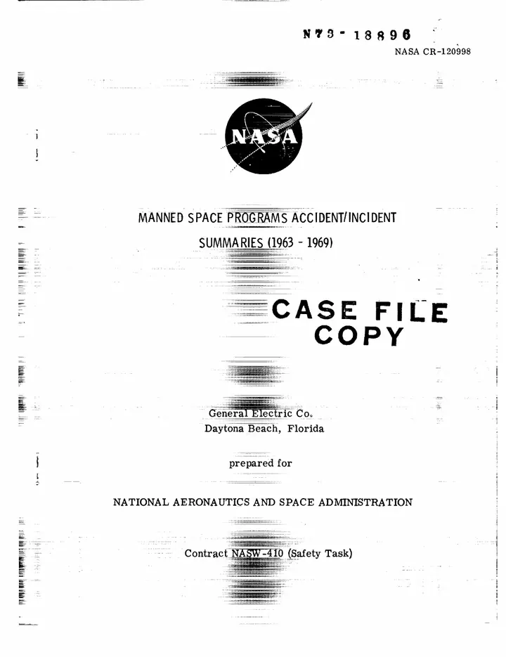 A page from Manned Space Programs Accident/Incident Summaries (1963-1969)