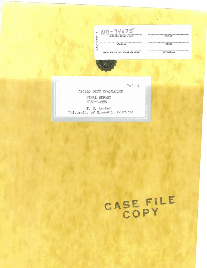 A page from Apollo Diet Evaluation, Final Report, Volume I (T. D. Luckey, 1971)